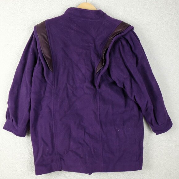 London Fog Coat Womens 12 M Purple Wool Cashmere Double Breasted Heavy 80S - Picture 5 of 10
